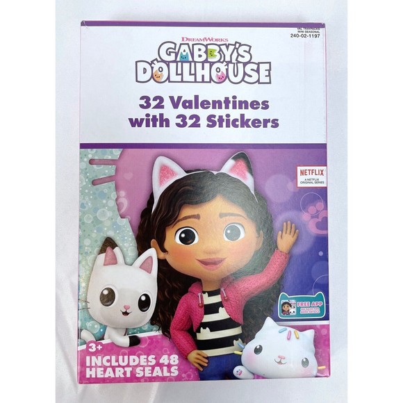 Dreamworks Gabby’s Dollhouse 32 Valentines Cards Exchange with Stickers - Picture 1 of 2